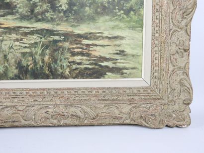 LUCNEIL (XXe) : Vue de la mare. Huile sur...