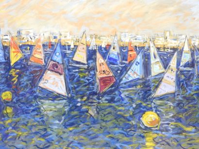 Jean MORLAINE (né en 1953) : Vue des voiliers....