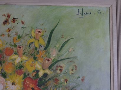 S. LEFEVRE (XXe) : Bouquet de fleurs. Huile...