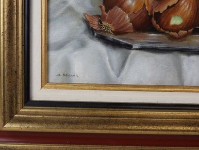 J. SEGUIN (XXe) : Nature morte aux oignons...