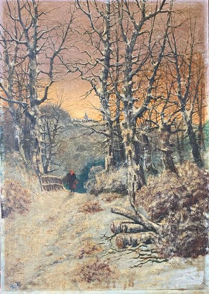 PIERRE PEROT (1851-?) : Sous-bois en hiver....