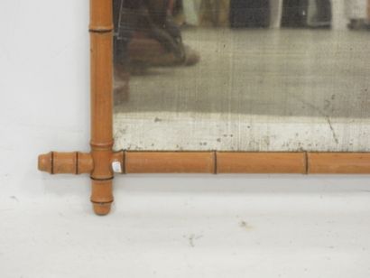 Rectangular bamboo mirror with mercury glass....