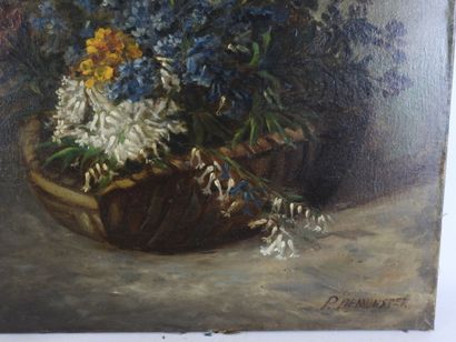 P. DEMUNSTER (XIX-XXth): Basket in bloom....
