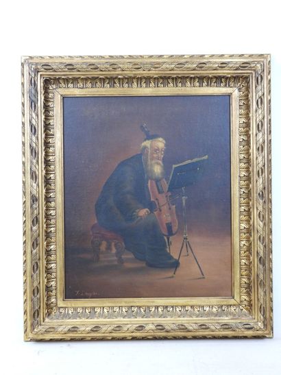 T. DOUGLAS (XX): Le violoncelliste. Toile...