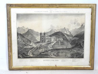GRAVURE : Panorama du pélerinage de Notre-Dame...
