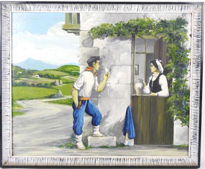 USAN (20th): Basque couple. Oil on isorel....