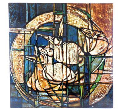 20th century school: Stained glass. Lacquer...