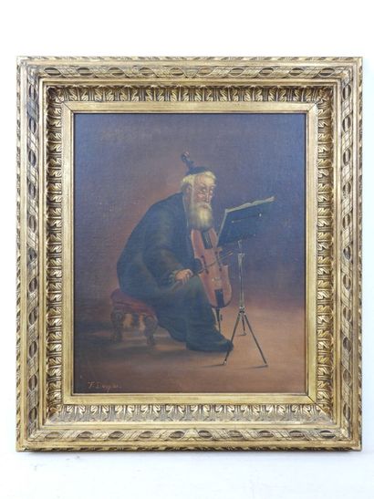 T. DOUGLAS (XX): Le violoncelliste. Toile...
