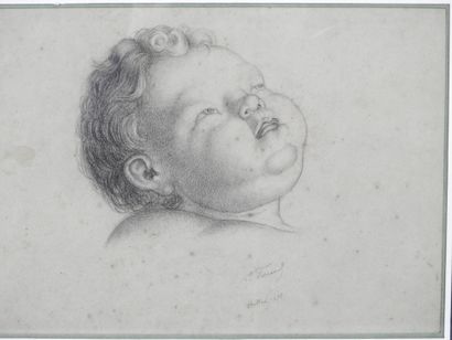 L. FERRAND (XIX): Portrait of a child. Graphite...
