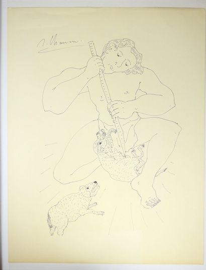 Roland CHANCO (1914-2017): Chasseur. Dessin...