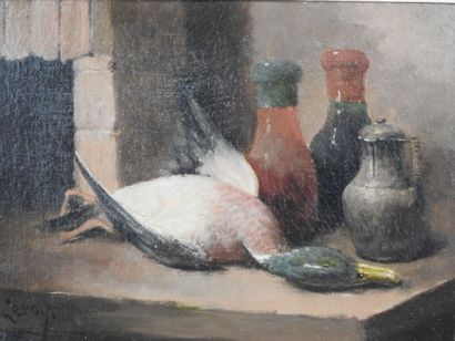 LEROY (XIX - XXth). Still life with a Mallard...