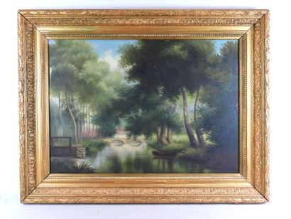 Henri TINANT (XXe) : Paysage. Huile sur toile....