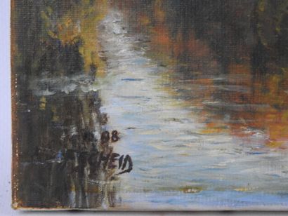 Daniel DEJOUX (1935). Les bruyères. Oil on...