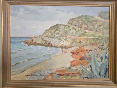 Jakob FISCHER-RHEIN.
Seaside in Spain.
Oil...