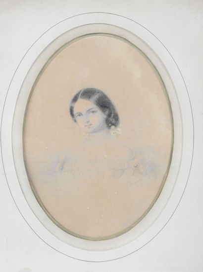 J. CORNILTS (XIX-XXe) : Jeune femme. Dessin...