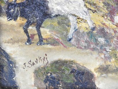 J. SANTINI (20th). Landscape animated with...