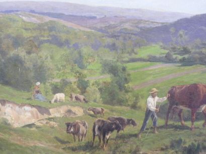 Clément QUINTON (1851-1920) : Couple de bergers...