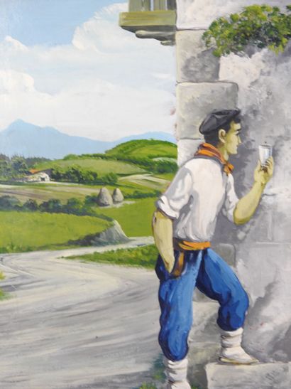 USAN (20th): Basque couple. Oil on isorel....