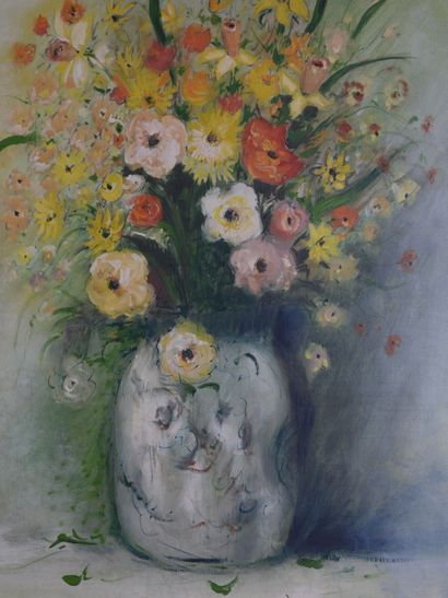 S. LEFEVRE (XXe) : Bouquet de fleurs. Huile...