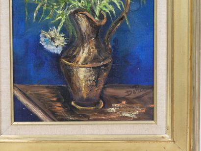 DELARUE (XXe) : Bouquet de fleurs. Huile...