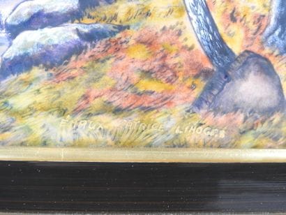 EMAIL DE LIMOGES : Paysage. émail sur cuivre....