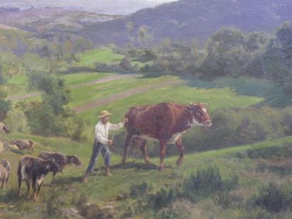 Clément QUINTON (1851-1920) : Couple de bergers...