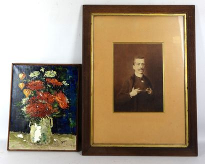 S. JOFFRES : Bouquet de fleurs. Huile sur...
