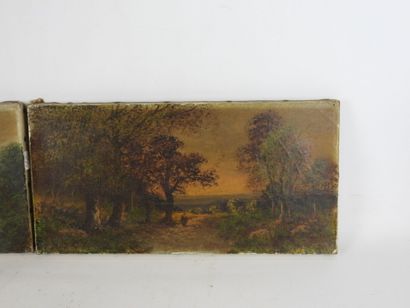GELY (XIX-XXe): Paysages animés. Paire d'huiles...