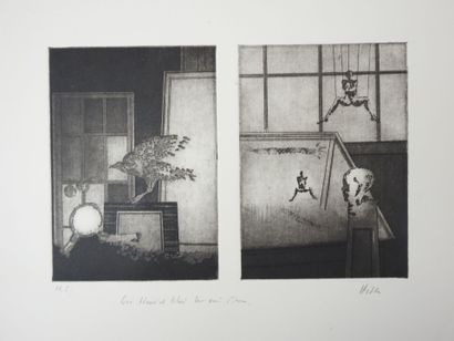 20th century school. Surrealist scenes. Engravings....