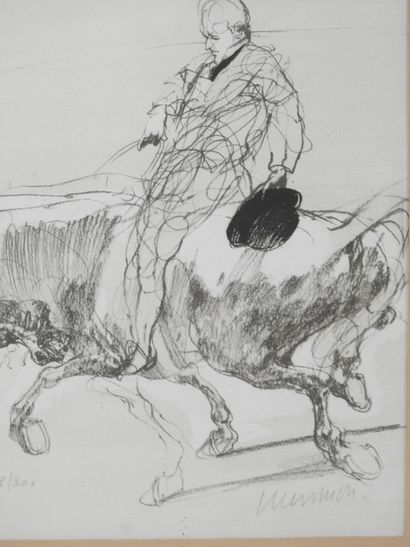 Claude WEISBUCH (1927-2014) : Cavalier. Lithographie....