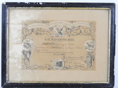 DIPLOME de gendarmerie, silver medal of the...