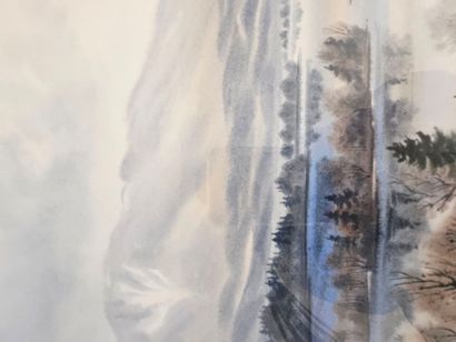 Gerhard HEINRICH (20th).
Mountain landscape.
Watercolor...
