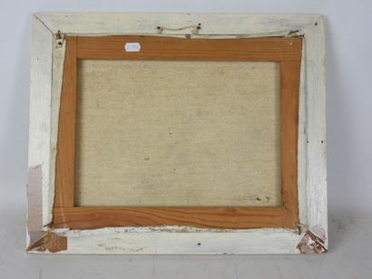 Guy NOCHET (XXe) : Vue des habitations. Huile...