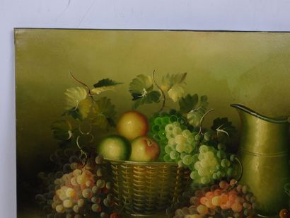 D. PECEY (XXe): Nature morte aux fruits et...