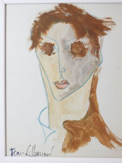 Jean LIEBERMAN (XXe) : Portrait en mauve....