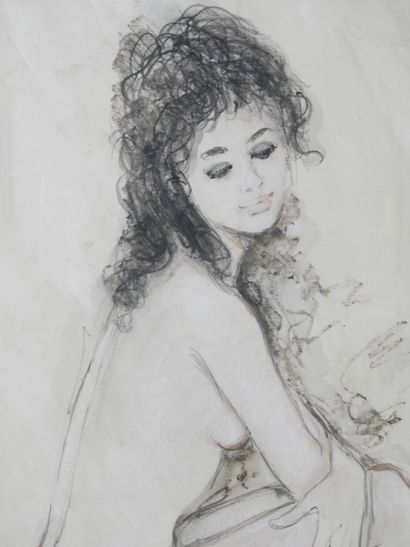 Bernard CHAROY (1931-2024). Nu féminin. Dessin...