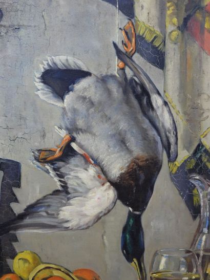 T. DE COURTIVRON (XXe): Nature morte au canard....