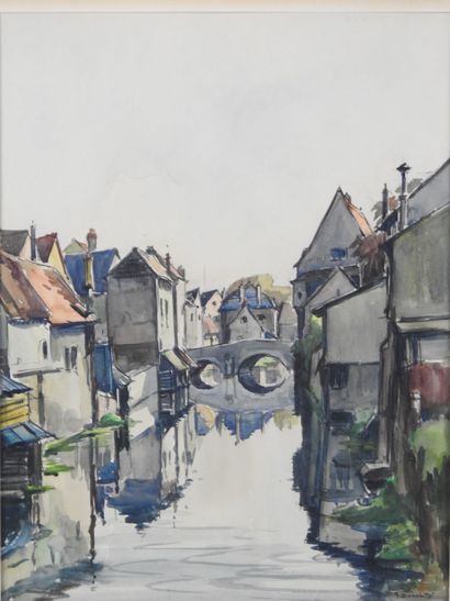 André DUCULTY (1912-1990). View of the bridge....