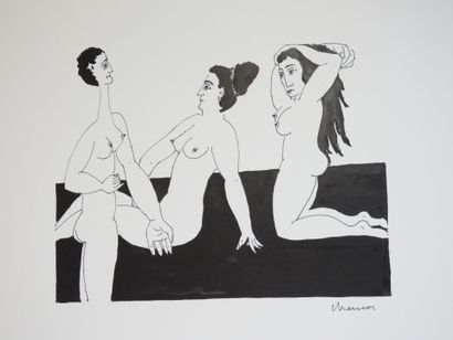 Roland CHANCO (1914-2017): Trois Nus. Dessin...
