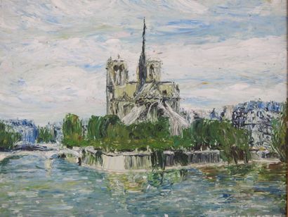 HONNORAT (XXe) : Vue du chevet de Notre -Dame....