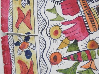 INDE. Divinités. Deux dessins à l'encre et...