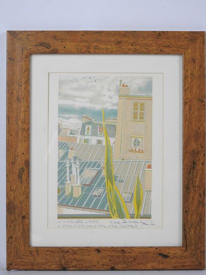 Henri DESCHAMPS (XXth). The roofs of Paris....
