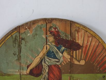 QUATRE PANNEAUX de forme ronde, à décor d'Allégorie...