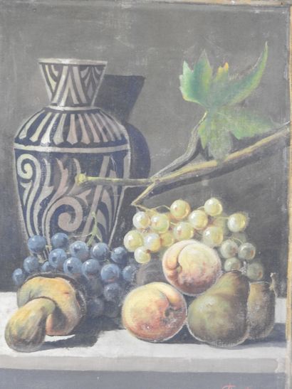 TINOT (19th). Still life with porcini mushrooms,...