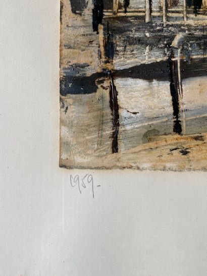 GEORGES LAPORTE (1926-2000) : Huile sur papier....