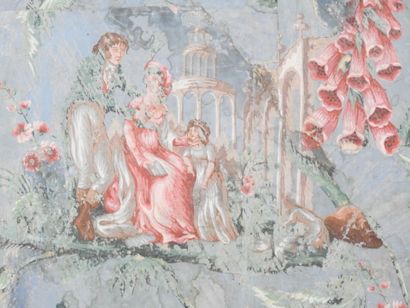 ECOLE ROMANTIQUE. Scène familiale sur fond...