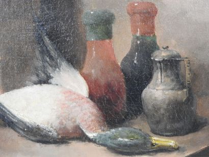 LEROY (XIX - XXth). Still life with a Mallard...