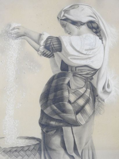 E. RICHER, d'après. Paysanne italienne. Dessin...