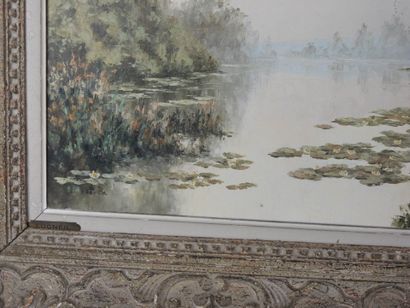 LUCNEIL (XXe) : Vue de la mare. Huile sur...
