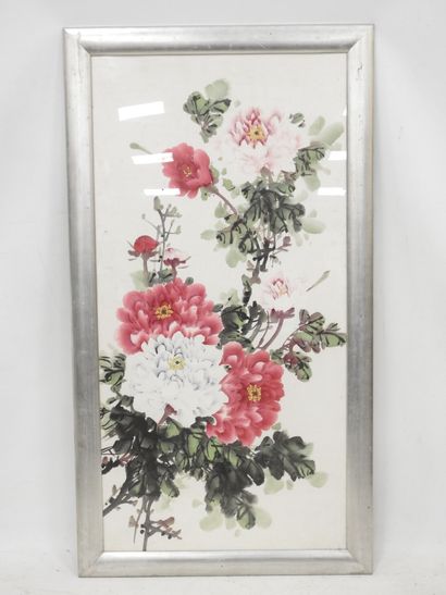 CHINE : Branches fleuries roses et blanches....